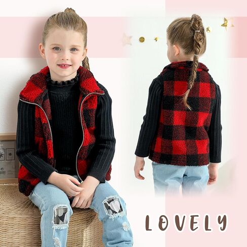 MAMAMI طفل سترة طفلة معطف الشتاء كامل زيبر الدافئة صدرية منقوشة جاكيت بلا إكمام وتتسابق سترة للأطفال 2-7T in Kuwait