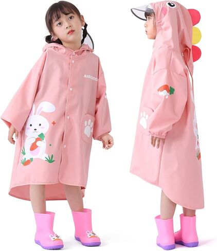 Trenovo Rain Poncho Kids, Waterproof Rain Coat with Hood, Lightweight Portable Toddler Rain Jacket for Children Boys Girls in Saudi Arabia