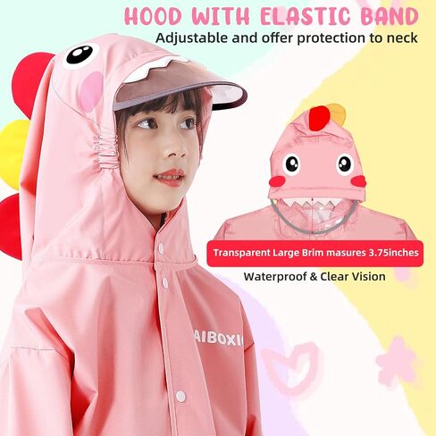 Trenovo Rain Poncho Kids, Waterproof Rain Coat with Hood, Lightweight Portable Toddler Rain Jacket for Children Boys Girls in Saudi Arabia