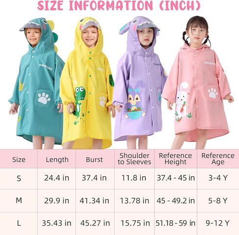 Trenovo Rain Poncho Kids, Waterproof Rain Coat with Hood, Lightweight Portable Toddler Rain Jacket for Children Boys Girls in Saudi Arabia