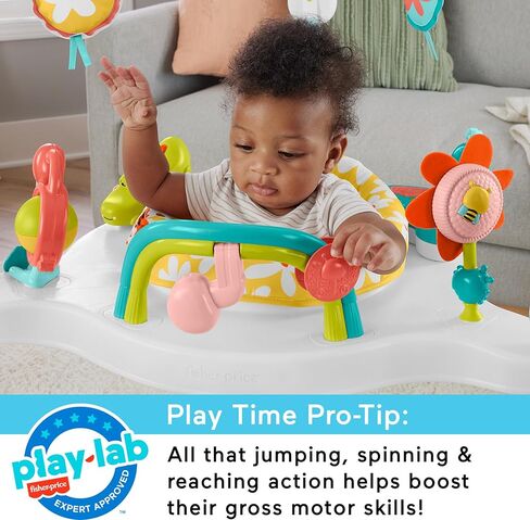 Fisher-Price Baby Tiger Time Jumperoo، مركز أنشطة الرضع المزود بالموسيقى والأضواء والأصوات والتعليم المبكر in Kuwait