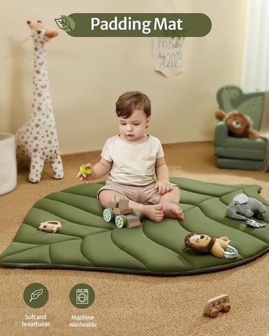 Blissful Diary Baby Play Gym & Activity Mat, Oversize Leaf Shaped Baby Play Mat w 6 Detachable Toys, Tummy Time Mat Promote Motor Skills & Sensory Development Mat, Newborn Infant Baby Essentials Gift in Saudi Arabia