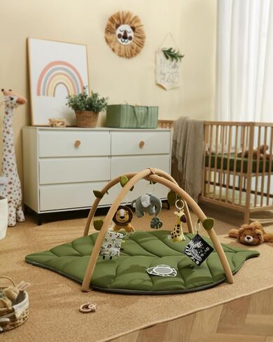 Blissful Diary Baby Play Gym & Activity Mat, Oversize Leaf Shaped Baby Play Mat w 6 Detachable Toys, Tummy Time Mat Promote Motor Skills & Sensory Development Mat, Newborn Infant Baby Essentials Gift in Saudi Arabia