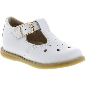 حذاء مشي جلدي مسطح للفتيات من FOOTMATES Harper Mary Jane T-Strap مع نعال داخلية مخصصة، ونعل خارجي مقاوم للانزلاق لا يترك علامات - للأطفال الصغار والأطفال الصغار، للأعمار من 1 إلى 8 سنوات