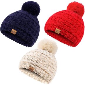 REDESS Baby Kids Winter Warm Hats, Infant Toddler Children Pom Pom Beanie Knit Cap Girls Boys in Kuwait