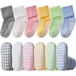 LANLEO Baby Girls Boys Non Slip Socks with Grips Toddler Kids Unisex Warm Thick Cotton Ankle Crew Socks with Grippers in Saudi Arabia