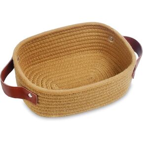 ABenkle Small Storage Basket, Mini Baby Basket, Cute Tiny Cotton Rope Woven Basket,Shelf Basket, Boho Decorative Toy Dog Cat Basket for Nursery, Kids Room, Spa, Empty Gift Basket - XS, Mixed Brown