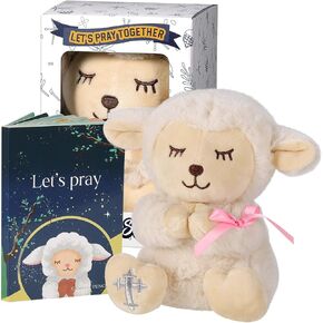 Baptism Gifts for Girls, Baby Dedication Gift, Christening Gifts for Baby Girls, Baptism Gifts Set Include 7'' Plush Bunny and Let's Pray Book in Keepsake Box.