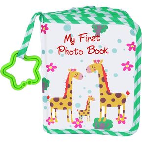 ألبوم صور VNOM Baby من القماش الناعم، كتاب صور للسنة الأولى، ألبوم ذاكرة، هدية استحمام للأطفال حديثي الولادة والأطفال الصغار، يحمل صورًا مقاس 4x6 بوصة. (لون القرنفل)