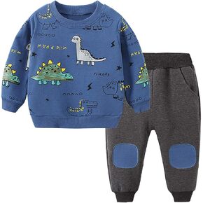 Toddler Baby Boy Clothing Sets Little Dinosaur Printed Long Sleeve Tops and Pants Kids 2pcs Outfits in Saudi Arabia