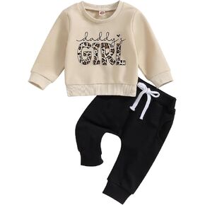 Toddler Baby Girl Clothes Daddys Girl Long Sleeve Pullover Sweatshirt Stretch Jogger Pants Infant Fall Winter Outfit in Kuwait