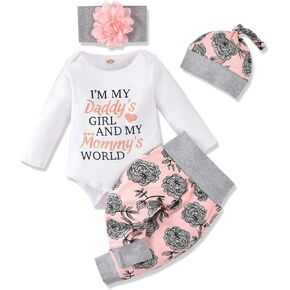 Honykids Newborn Infant Baby Girl Clothes Fall Winter Outfits Infant Romper Pants Cute Baby Girls Clothes