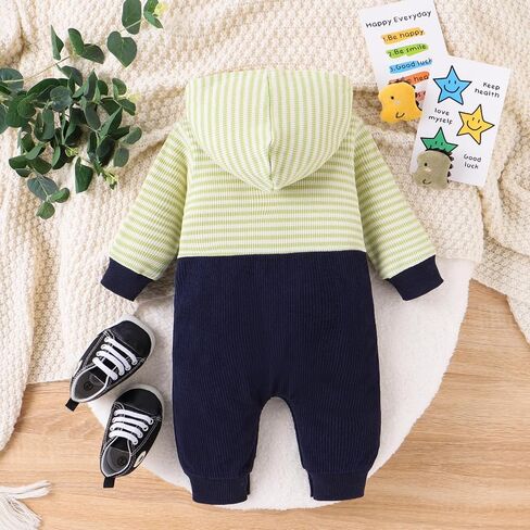 Baby Boy Clothes Newborn Hoodie Romper Fall Winter One-piece Outfit Infant Cute Cartoon Clothing Set 0-18 Months in Saudi Arabia
