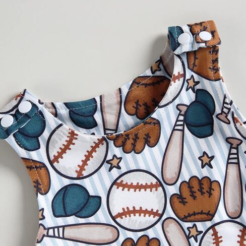 COORALLY Baby Boy Girls Football Print Sleeveless Romper Bodysuit One Piece Football Outfit Suspender Jumpsuit in Kuwait