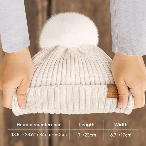2-Pack Baby Hats for Girls, Boys, Stretchy Baby Winter Beanies (Fawn, S) | Cute Newborn & Toddler Winter Hat, Soft & Warm Pom Pom Baby Beanie for Infant, Toddler, Boys, Girls Baby Winter Hat in Saudi Arabia