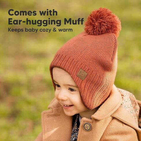 KeaBabies Baby Beanies, Winter Baby Hats for Boys, Girls (Gray, 0-6M) | Toddler Winter Hat, Stay Cozy & Warm with Earflap Muff & Pom, Soft & Stretchy Beanies for Infant, Newborn, Cute Colors in Saudi Arabia
