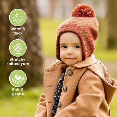 KeaBabies Baby Beanies, Winter Baby Hats for Boys, Girls (Gray, 0-6M) | Toddler Winter Hat, Stay Cozy & Warm with Earflap Muff & Pom, Soft & Stretchy Beanies for Infant, Newborn, Cute Colors in Saudi Arabia