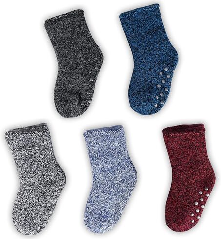 HOT FEET Toddler Crew Warm Thermal 5/6 Pack Socks Soft Thick Brushing, 2-4 Y (7-10 US) 5 Pack in Kuwait