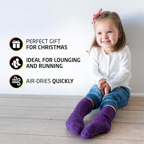 HOT FEET Toddler Crew Warm Thermal 5/6 Pack Socks Soft Thick Brushing, 2-4 Y (7-10 US) 5 Pack in Kuwait