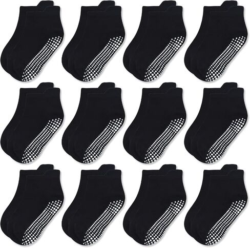 GRPSKCOS Non Slip Toddler Baby Socks 12 Pairs Anti Skid Ankle Socks for Girls Boys Grips Sock for 0-7 Years Children in Saudi Arabia