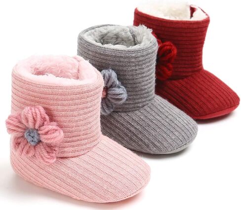 LIVEBOX Prewalker Toddler Boots Premium Soft Anti-Slip Sole Warm Winter Boots for Infant Baby Girls in Kuwait
