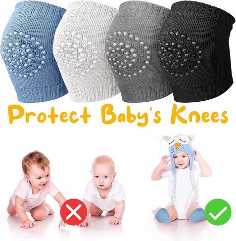 Haysandy 4 Pairs Baby Knee for Crawling Anti Slip Baby Crawling Pad Elastic Knee Sleeve Leg Toddler Warmer in Saudi Arabia