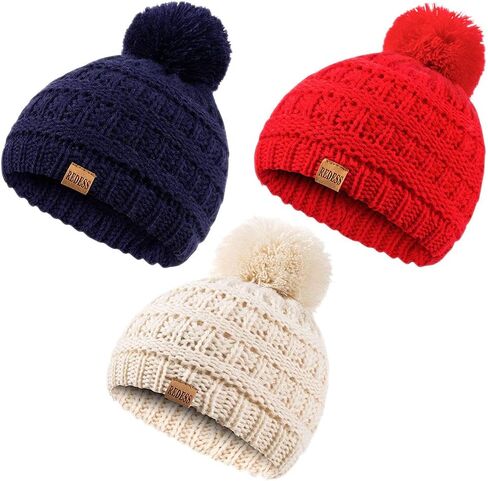 REDESS Baby Kids Winter Warm Hats, Infant Toddler Children Pom Pom Beanie Knit Cap Girls Boys in Kuwait