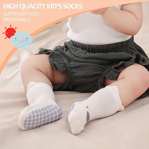 TRUEHAN 5 Pairs Toddler Non Slip Socks with Grips Baby Socks for Kids Girls Boys in Saudi Arabia