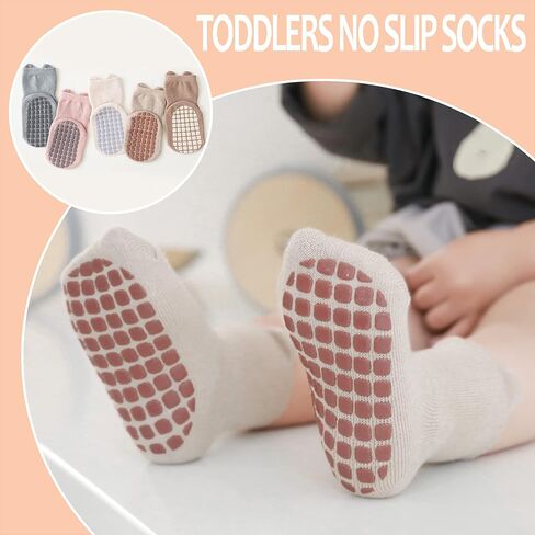 TRUEHAN 5 Pairs Toddler Non Slip Socks with Grips Baby Socks for Kids Girls Boys in Saudi Arabia