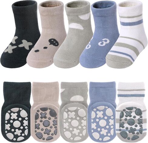 TRUEHAN 5 Pairs Toddler Non Slip Socks with Grips Baby Socks for Kids Girls Boys in Saudi Arabia