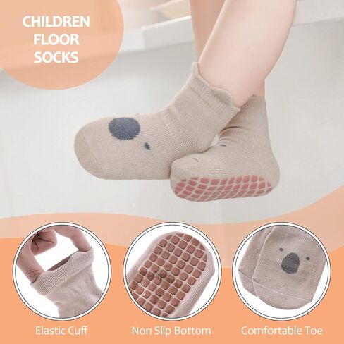 TRUEHAN 5 Pairs Toddler Non Slip Socks with Grips Baby Socks for Kids Girls Boys in Saudi Arabia