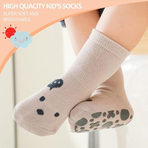 TRUEHAN 5 Pairs Toddler Non Slip Socks with Grips Baby Socks for Kids Girls Boys in Saudi Arabia