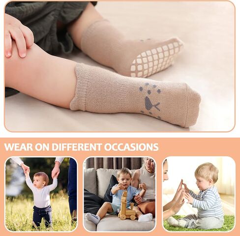 TRUEHAN 5 Pairs Toddler Non Slip Socks with Grips Baby Socks for Kids Girls Boys in Saudi Arabia