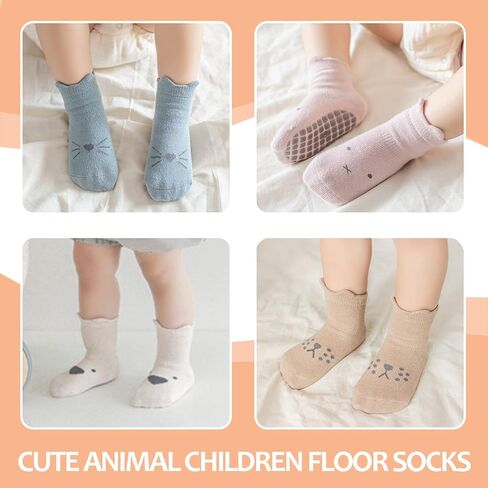 TRUEHAN 5 Pairs Toddler Non Slip Socks with Grips Baby Socks for Kids Girls Boys in Saudi Arabia