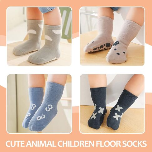 TRUEHAN 5 Pairs Toddler Non Slip Socks with Grips Baby Socks for Kids Girls Boys in Saudi Arabia