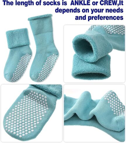 SDBING Baby Boys Girls Grips Socks Infant Toddlers Kids Non Slip Warm Thick Cotton Ankle Crew Socks with Grippers in Saudi Arabia