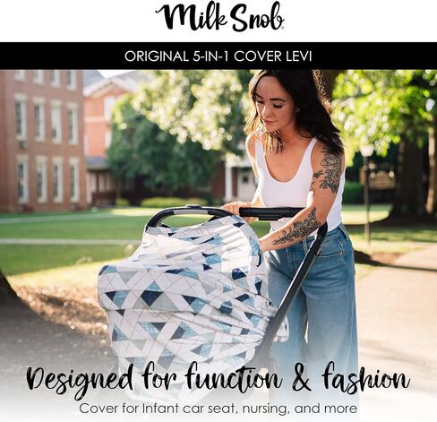 Milk Snob Original 5-in-1 Cover - Added Privacy for Breastfeeding, Baby Car Seat, Carrier, Stroller, High Chair, Shopping Cart, Lounger Canopy - Newborn Essentials, Nursing Top, Herringbone | Nursing Cover for Breastfeeding - Baby Car Seat Canopy & Stroll in Saudi Arabia