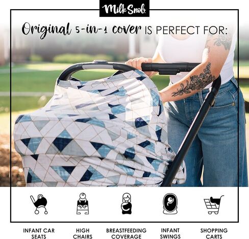 Milk Snob Original 5-in-1 Cover - Added Privacy for Breastfeeding, Baby Car Seat, Carrier, Stroller, High Chair, Shopping Cart, Lounger Canopy - Newborn Essentials, Nursing Top, Herringbone | Nursing Cover for Breastfeeding - Baby Car Seat Canopy & Stroll in Saudi Arabia