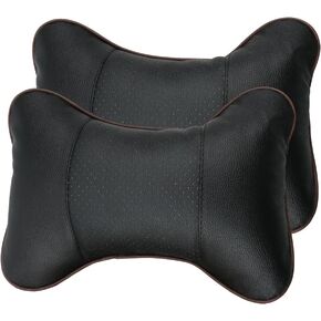 Leeko 2PCS Car Neck Pillow, Comfortable Soft Breathable Leather Car Head Neck Rest Cushion Relax Neck Support Headrest Pillows for Car Seat Travel and Home
