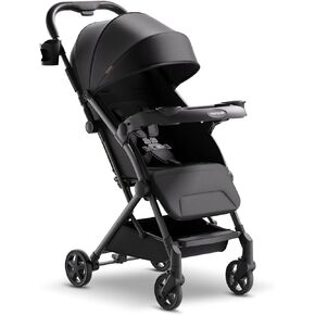 Mompush Lithe V2 Lightweight Stroller + Snack Tray, Ultra-Compact Fold & Airplane Ready Travel Stroller, Near Flat Recline Seat, Cup Holder, Raincover & Travelbag Included
