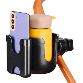 supregear Universal Cup and Phone Holder, 360 Degree Rotation 2-in-1 Parent Cup Holder Water Bottle Holder Phone Holder for Stroller Walker Bike, Black and Tool Free in Kuwait