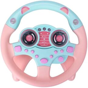 Yohencin Baby Steering Wheel Toy, Kids Steering Wheel for Car Backseat a Variety of Car Sound Effects to Develop Baby's Auditory Skills. (Pink)