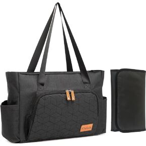 Khulula Classic Diaper Bags with Huge Space Compartments, Changing Pad for Mom Traveling Work Tote