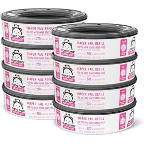 Amazon Brand - Mama Bear Blossoms Scented Diaper Pail Refills for Diaper Genie Pails, 1080 Count (4 Packs of 270 Count) in Kuwait