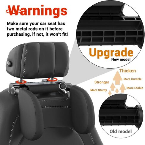 وسادة مسند رأس السيارة WAPEXNOS، مسند رأس سميك من إسفنج الذاكرة، وسادة دعم الرقبة، قابلة للتعديل 180 درجة، نوم السيارة أثناء السفر، تمنع العمود الفقري التواء عنق الرحم، مناسبة للأطفال والكبار (أسود) in Kuwait