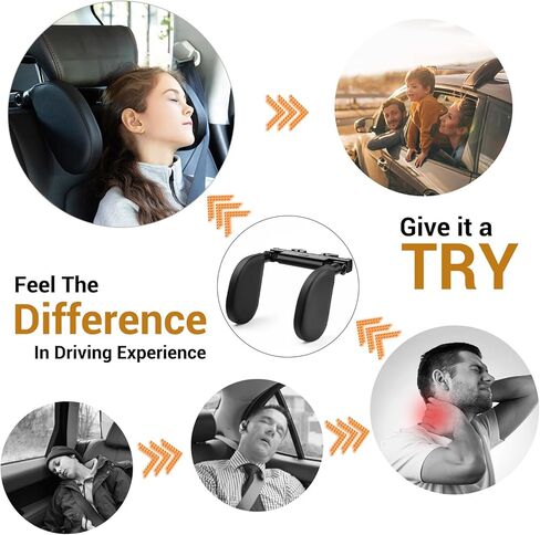 وسادة مسند رأس السيارة WAPEXNOS، مسند رأس سميك من إسفنج الذاكرة، وسادة دعم الرقبة، قابلة للتعديل 180 درجة، نوم السيارة أثناء السفر، تمنع العمود الفقري التواء عنق الرحم، مناسبة للأطفال والكبار (أسود) in Kuwait