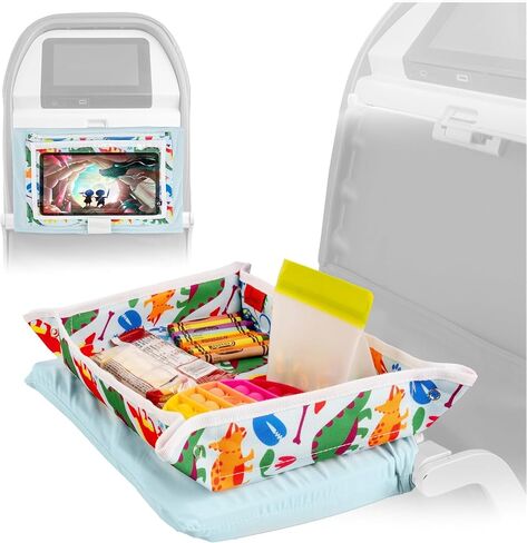 Lusso Gear Airplane Tray Table Cover - Organize Kids Travel Essentials - Snack & Toy Pockets for Airplane Toys for Toddlers 1-3 - Foldable Tablet Stand for Travel Toddler Essentials - Plane Pattern in Saudi Arabia