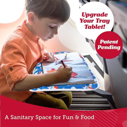 Lusso Gear Airplane Tray Table Cover - Organize Kids Travel Essentials - Snack & Toy Pockets for Airplane Toys for Toddlers 1-3 - Foldable Tablet Stand for Travel Toddler Essentials - Plane Pattern in Saudi Arabia