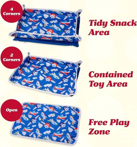 Lusso Gear Airplane Tray Table Cover - Organize Kids Travel Essentials - Snack & Toy Pockets for Airplane Toys for Toddlers 1-3 - Foldable Tablet Stand for Travel Toddler Essentials - Plane Pattern in Saudi Arabia
