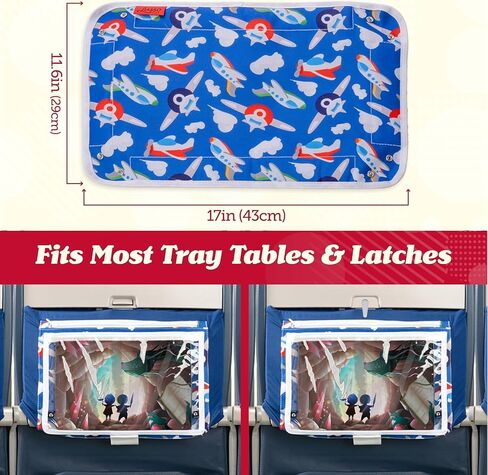 Lusso Gear Airplane Tray Table Cover - Organize Kids Travel Essentials - Snack & Toy Pockets for Airplane Toys for Toddlers 1-3 - Foldable Tablet Stand for Travel Toddler Essentials - Plane Pattern in Saudi Arabia